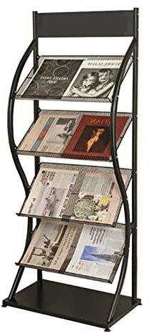 ACiyD Große Zeitschriftenhalter für Regale, schwarzer Bodenständer, kommerzieller Prospektständer, Buchpost, Literatur-Aufbewahrungsregal, Metall (schwarz)