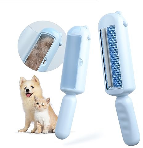 Baytion Tierhaarentferner Fusselrolle, Fusselroller Selbstreinigende für Hundehaare und Katzenhaare Entferner Wiederverwendbar, Fusselbürste für Sofa, Teppich, Bett & Möbel, Blau