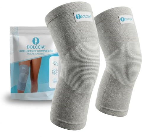 DOLCCIA Pack 2 Rodilleras fibra de bambú, Rodilleras para artritis y dolor articular, Menisco y Ligamento, Transpirable, Deporte, Entrenamiento, Correr, Bicicleta, Hombre y Mujer (S/M)