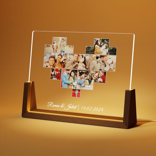 LUCKOR Personalised Gifts for Girlfriend, Personalised Picture Frame | Acrylic Plaque, Customised Couples Gifts with Photos, Valentines Anniversary Birtheday Gifts for Him Her Boyfriend