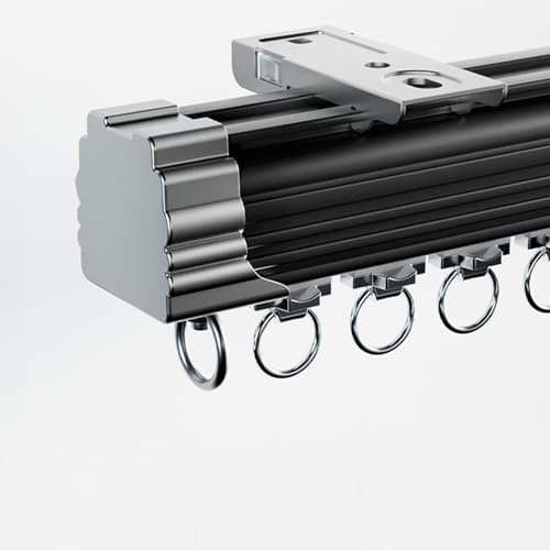 LTSRLL Bastone Doppio per Tende Divisorio, Binari per Tende per Carichi Pesanti con Rullo per Soggiorno, Camera da Letto (Color : Black, Size : A-02-1m/3.3ft(1m*1))