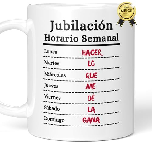 MASAT LA CASA DE LAS TAZAS® Divertidos Regalos de Jubilación Mujeres y Hombres. Taza para Abuela, Abuelo - Tazas de Jubilación Compañeros de Trabajo y Familia - Ideas Originales para Regalar (Blanco)