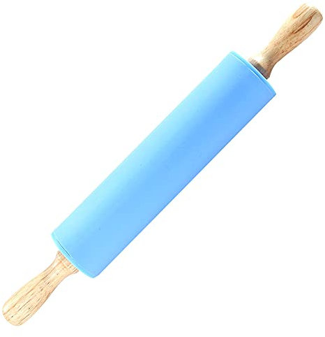 Rouleau À Pâtisserie Avec Grand Manche En Bois,Rouleau À Pâtisserie En Silicone Antiadhésif Pour Une Prise En Main Facile Et Une Rotation Sans Effort,Idéal Pour La Préparation De Crêpes Boulettes
