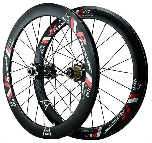 ZECHAO 20 Zoll Fahrrad Vorder Und Hinterrad,Doppelwandige Leichtmetallfelgen Vorne 2 Hinten 4 Lager MTB Fahrrad Laufradsatz 7/8/9/10/11/12 Geschwindigkeit 24 Speichen Wheelset (Color : Black, Size :