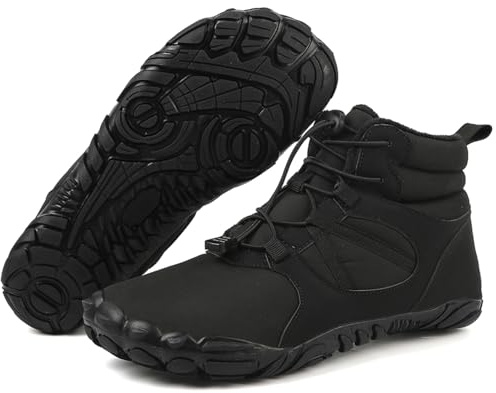 Barefoot Shoes Mens Womens Winter Wide Toe Box Runner Minimalist Zero Drop Sole High-top Walking Shoes Outdoor Warm Snow Boots Lightweight Warm Snow Boots Outdoor Anti-Slip Ankle Boots Black 43