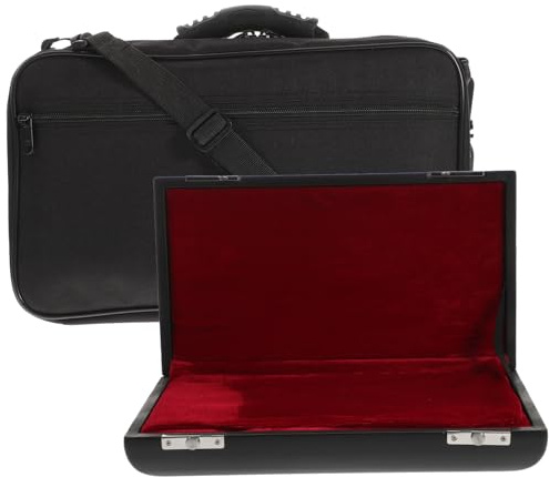 ibasenice Robustes Oboenkofferset und Pu mit Schwarzer Leinwandtasche Praktischer Tragebox für Oboe mit Durchdachtem Innenschlitzdesign für Transport