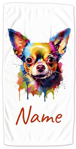 GRAZDesign Handtuch Hund mit Namen personalisiert Chihuahua für Kinder & Erwachsende, Badetuch Saunatuch in Zwei Größen - 100x50cm