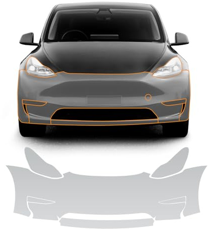 FDAIUN PPF Lackschutzfolie für Tesla Modell Y 2025 2024 2023 2022 2021 2020 TPU Schutzfolie Transparent Schutzfolie Auto-Frontstoßstangen+Scheinwerfer Zubehör 6Stücks