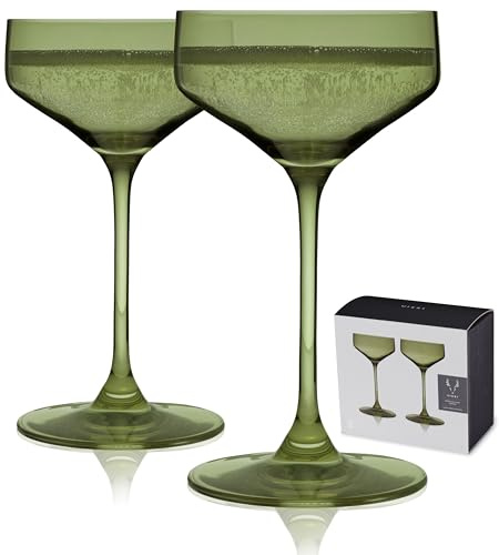 Viski Reserve Nouveau - Set di 2 bicchieri da Martini colorati in cristallo color verde salvia da 184,3 g