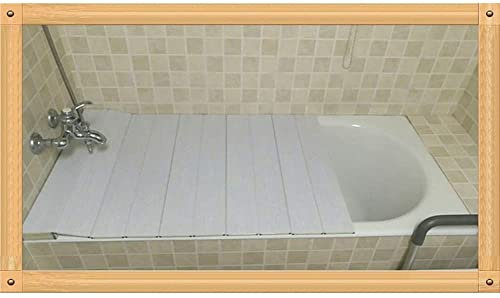 JATIBOSH Baignoire Baignoire Couvercle Plateau Baignoire Isolation Couverture Obturateur PVC Support De Rangement Pliant Peut Mettre Un Téléphone Portable Tablette Ordinateur (Couleur : Blanc, Taille