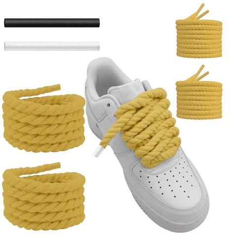 UamGlsob Gros Lacets Ronds pour Air Force 1 Sneaker, Cordon en Coton Tressé 15/10 mm, Résistants & Robustes Corde pour Basket