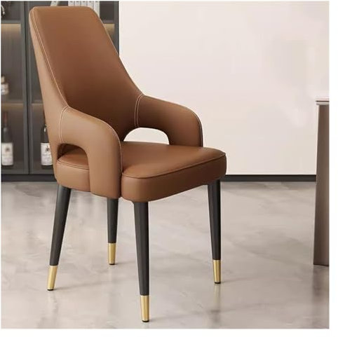 MEHWSUR Akzentstuhl, Sessel, Wohnzimmerstühle, gepolsterte Esszimmerstühle, Ledersessel mit Metallbeinen, ergonomischer gepolsterter Freizeit-Loungesessel (Color : Bruin)