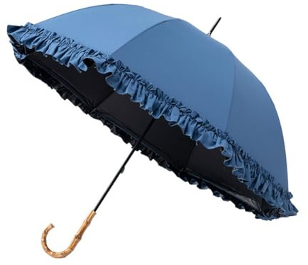 Asudaro Damen Regenschirm Prinzessinnen-Spitze Rüsche Hochzeit Regenschirm Vintage Sonnenschirm mit Spitzendekoration Für Damen Kostüm, Kinder Bühne Performance,100 * 80cm Navy blau