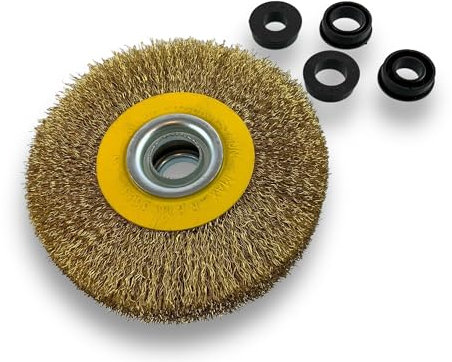 Lot de 10 brosses circulaires LAITON | Ø 125 mm | Epaisseur 3 rangs | Fil dur 0.30 mm ondulé | Alésage 16 mm | Touret meuleuse affûteuse ponceuse | Brossage décapage polissage | Kibros 234128LTx10