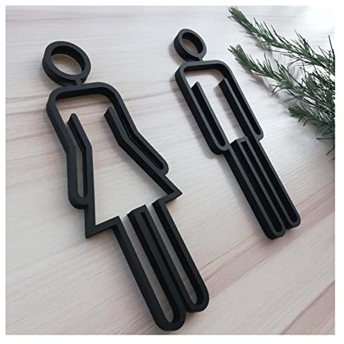 CHFYIJYHM Acryl-Badezimmerschild for Männer und Frauen, Deko-Figuren-Set – modernes Toilettenschild for Männer und Frauen – Badezimmer-Türschilder – Toiletten-WC-Schilder for Unternehmen – 18 x 7 cm(B