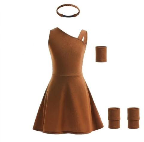 Lito Angels Déguisement de Princesse Aventurière pour Fille avec Robe, Bandeau et Accessoires, 11-12 Ans, Marron
