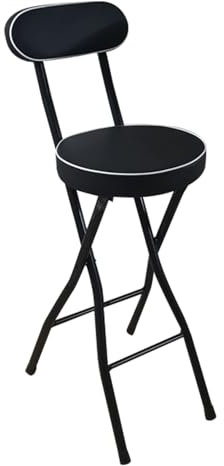 YZWZZXC Sgabello Pieghevole da Bar con Schienale, Sedia Pieghevole per Adulti, Sgabello da Bar Pieghevole Alto Imbottito Imbottito, Sgabello Pieghevole Portatile(Black,55cm/22in)