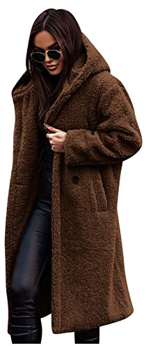 TOFOTL Mis Pedidos, Abrigos Mujer Invierno con Capucha Retro Entretiempo Suave Jacket Navidad Regalos Mujer Vintage Elegante Abrigo Corto Mujer Invierno Sudaderas Plumífero Navideño Café M