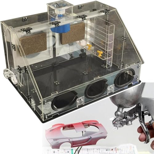 Cabine De Pulvérisation Aérographe Portable,Cabine D'aérographe De Table D'artisanat Avec Ventilateur Extraction 40W Et Lumière LED,Armoire De Peinture Hermétique Transparente Pour Gâteaux,Artisanat