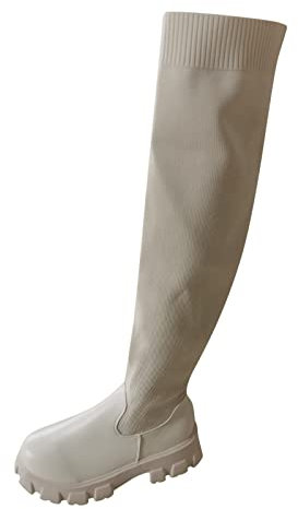 BOTCAM Overknee Stiefel Damen Schwarz - Langschaftstiefel Schlupfstiefel Winter Hohe Stiefel High Heels Mit Absatz Langschaft Stiefel Damenstiefel Elegant Kniehohe Stiefel Schnürstiefel