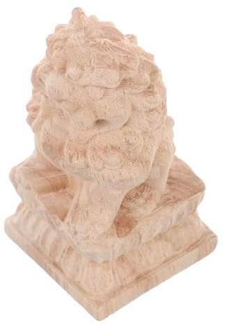 Amosfun décoration de Balustrade de Statue de décor Chinois Animal de Compagnie de thé de décoration de Bureau décor de Bureau en Forme de Statues de Gardien Bois Beige