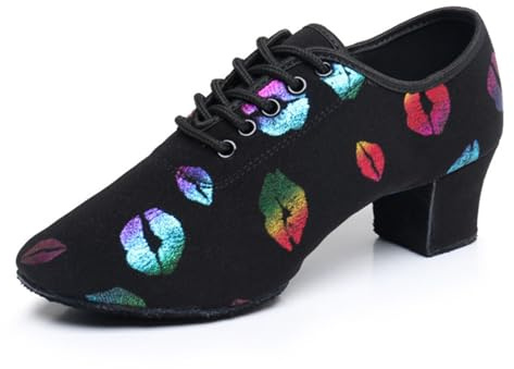 Inlefen Chaussures de Danse Latine de Salon pour Femmes Fille Tango Sasha Jazz Modern Dance Chaussures de Danse pour Femmes Chaussures pour professeurs 5cm Oxford Cloth Professional Ballroom Shoes