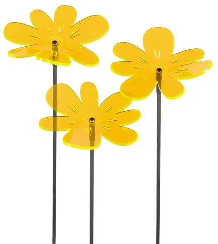 Cazador-del-sol ® - das Original | NEA tres – Medio - Wavy | 3 Stück | geschwungener Sonnenfänger gelb | Durchmesser 15 cm | Höhe 120 cm