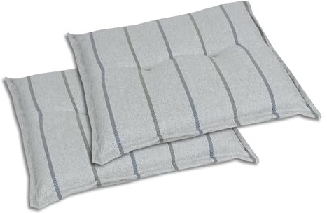 GO-DE Textil Bequeme und attraktive Polsterauflagen für Gartenstühle und -hocker (2er-Set, Streifen Grau, Hockerauflage)
