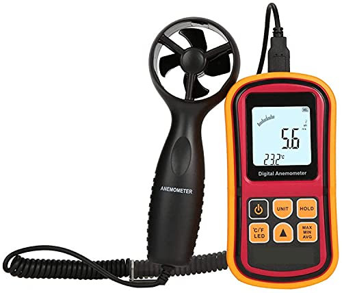 Anémomètre numérique, anémomètre Portable, anémomètre avec rétroéclairage, Fonctions Max./Min./MOY. pour mesurer la Vitesse du Vent, la Vitesse de l'air, anémomètre CVC extérieur