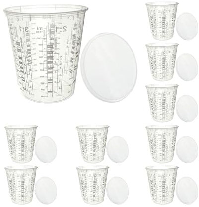 Multifunktionella plastblandningskoppar – klara graderade mätkoppar | blandningskruka för laboratoriefärg | Färgblandningskopp för epoxi och harts | Måla bägare medicinkopp | Små mätkannor för