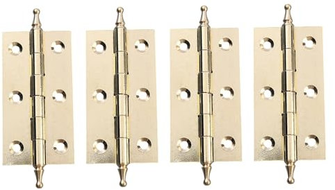 Gold Cabinet Hinges 4PCS 3 Inch Heavy Duty Antique Brass Cabinet Hinges with Screws Decorative Furniture Door Hardware for Kitchen Cupboard