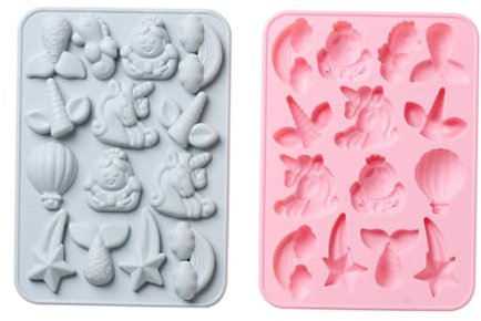 TIDTALEO Moule en Silicone Licorne et Sirène Lot de 2 Flexible Antiadhésif pour Fondant Gâteaux et Biscuits Outil de Cuisson pour Amateurs de Pâtisserie