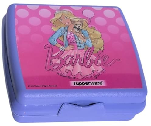 Tupperware Contenitore per sandwich quadrato con cerniera e chiusura (lilla con motivo Barbie)