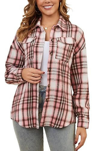 Enjoyoself Chemisier Carreaux Femme Coton Chaud Thermal Chemise Bucheron Western Décontractée Classique Retro Ecossaise Coton Flanelle Blouse Gilet T Shirt Taille Grand Casual