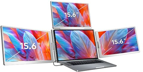 ASHATA 15.6 Triple Laptop Screen Extender, Portable 3 Full HD Monitors med Upplösning 1000:1 Kontrastförhållande för 12 till 18,5 Laptops Multi Tasking Workstation (EU)
