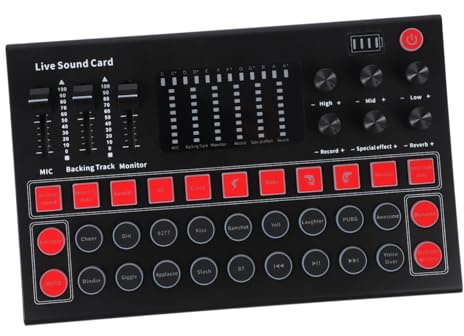 OSALADI Mixeur Audio Portable Noir Effets Intégrés et Surveillance en Temps Réel, Carte Son pour Mobile et Diffusion en Direct Les Shows Live