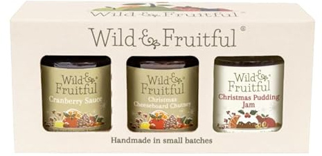Wild & Fruitful CHRISTMAS BOXED CONDIMENT SELECTION | 3 Full-Size Jars (637g Total) | Sauce, Chutney & Jam | Hand-Made in Cumbria