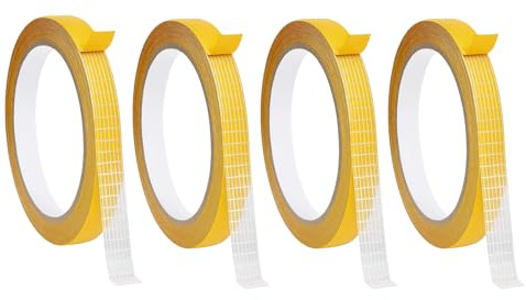 DqiUnaX Doppelseitiges Klebeband, Gewebeklebeband, Bügelband Zum Hose Kürzen, 4 Stück, Textilkleber, Schrägband, Saumband, Selbstklebend, Gardinen Kürzen Ohne Nähen, Hosen Kürzen Ohne Nähen, 10x1 cm