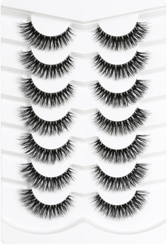 8 Paare 3D Falsche Wimpern - Künstliche Lashes - Russian Strip Lashes Natural Look Curly Cat Eye Full Volume Falsche Wimpern Wiederverwendbare Kurze Fake Eyelashes