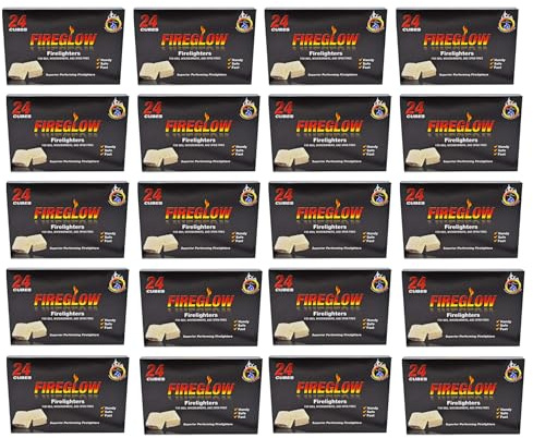 Firelighters Starter Blocks Cube for BBQ, Woodburner, Open Firelighter, Campfire, Stove, 24 Cubes in 1 Box (20 Pack (480 Cubes))
