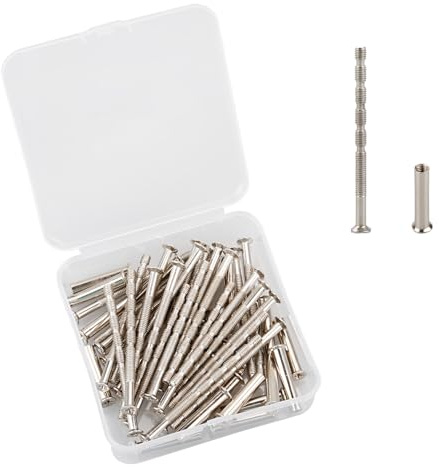 Wellrun 24 Pcs M4 Door Handle Screws with Sleeves,Adjustable Length Nickel-Plated Through Fixing Screws,Male to Female Connecting Bolts for Cabinets,Drawers,Furniture