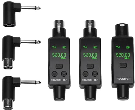 banapoy de Transmisor y Receptor XLR Inalámbrico, Adaptador de Micrófono Inalámbrico XLR de 24 Bits y 48 KHz, Alcance de 164 Pies, para Micrófonos de Condensador Dinámico, Mezclador de (1 por 2)
