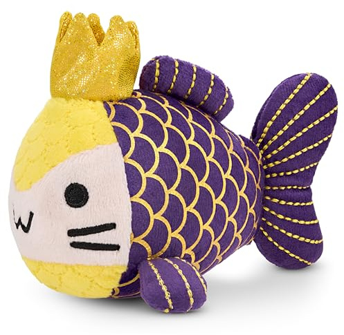 The Catnip Queen Juguete de pez con hierba gatera con vid plateada para gatos Royal Catch
