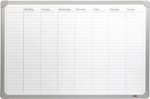 Desq® Wochenplaner | Magnethaftend | Aluminium Rahmen | 60 x 90 cm | Aluminiumablageschale