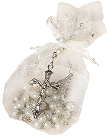 Mopec Rosarios de Perlitas comunion, Plateado, 9x7.5x3 cm, 2 Unidades