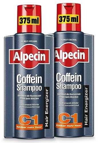 Alpecin Coffein-Shampoo C1, 2 x 375 ml - Haarwachstum stimulierendes Haarshampoo gegen erblich bedingten Haarausfall bei Männern - zur Verbesserung des Haarwachstums