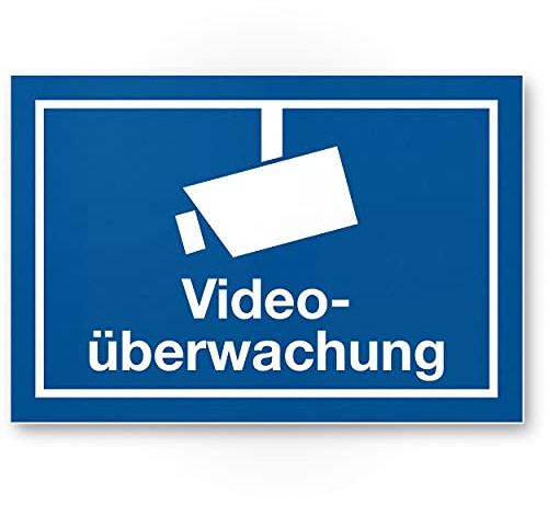 Komma Security Videoüberwachung Hinweis Schild Hinweisschild Innen Außen Warnhinweis Videoüberwacht Einbruchschutz Hinweis Prävention von Einbrüchen - Abschreckung Infozeichen