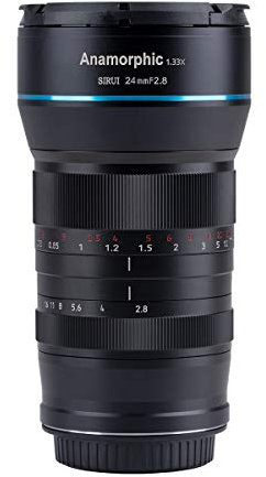 SIRUI 24 mm F2.8 Objectif cinéma anamorphique 1,33x APS-C (E-Mount) pour a6000, a6400, ZV-E10, FX30, FX3, Blackmagic Pocket 4K