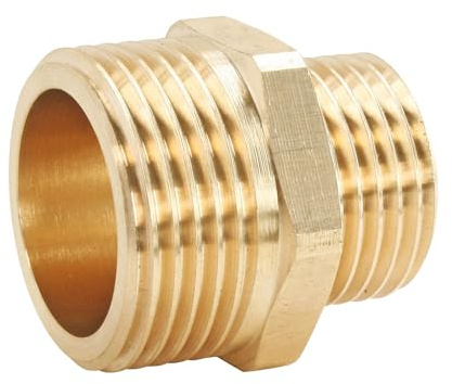 SOMATHERM FOR YOU, Mamelon laiton brut réduit double mâle 15/21-20/27, raccord durable pour eau chaude/froide, installation facile, compatible avec tous raccords filetés | Raccordez durablement 2 diamètres différents grâce à ce mamelon réduit en laiton, facile à visser.