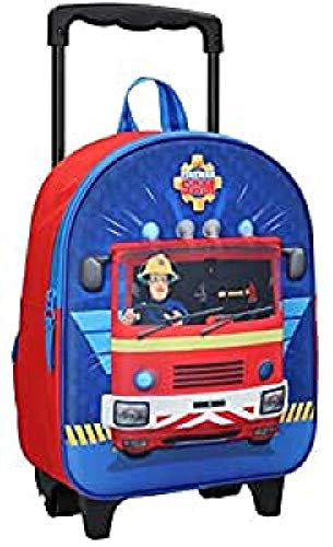 Feuerwehrmann Sam Trolley Rucksack für Kinder - Feuerwehrauto - Blau und Rot